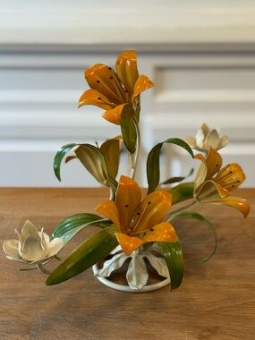 Winifred Cole of California MCM Tiger Lily Tole Candelabra | Hollywood Regency